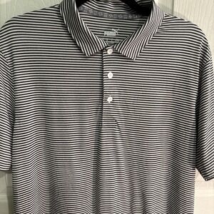 Puma Polo Shirt Adult Medium Black & White Striped Short Sleeve Breathable Mens